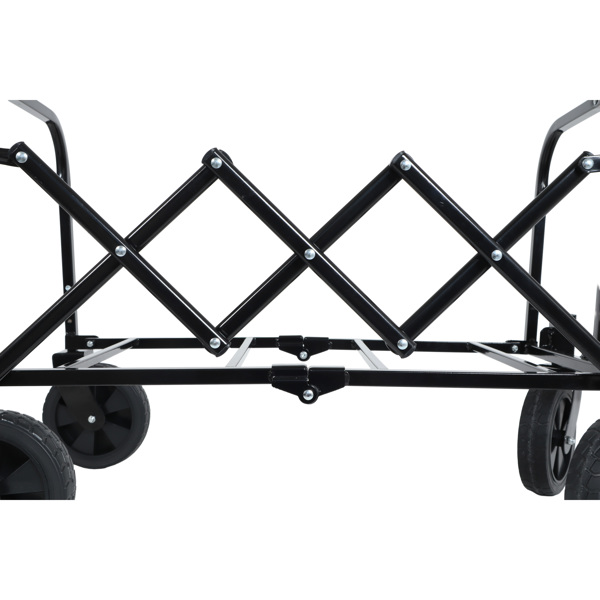 All-in-One Convertible Folding Camping Wagon Cart: Bench Seat, Storage Compartment & Included Dog Tether, Beige/Brown -21
