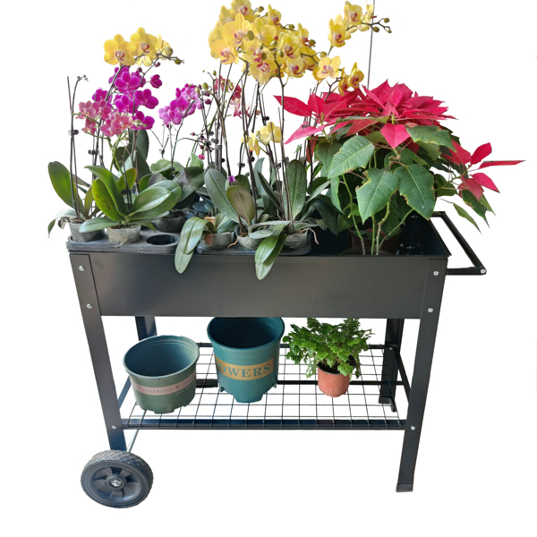 Mobile Metal Raised Garden Bed Cart with Legs, Elevated Tall Planter Box with Wheels for Outdoor Indoors House Patio Backyard Vegetables Tomato DIY Herb Grow Black -19