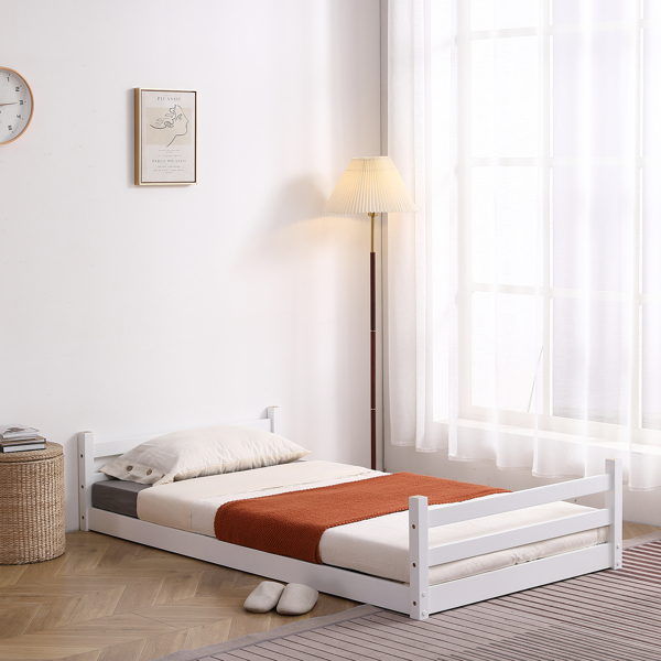FCH Short-Legged Double-Layer Head And Tail Cross Brace Guardrail Straight Ladder Twin Pine Can Be Split Into a Single-Layer Bed Wooden Bed White-40