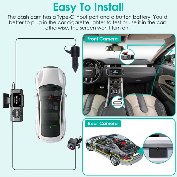 4K+1080P Dual Dash Cam Front & Rear with WiFi & Free 64 GB Card | 140°/120° Wide-Angle Loop Recording | G-Sensor & Night Vision | Mini Aluminum Alloy Car Camera, Easy Install-5