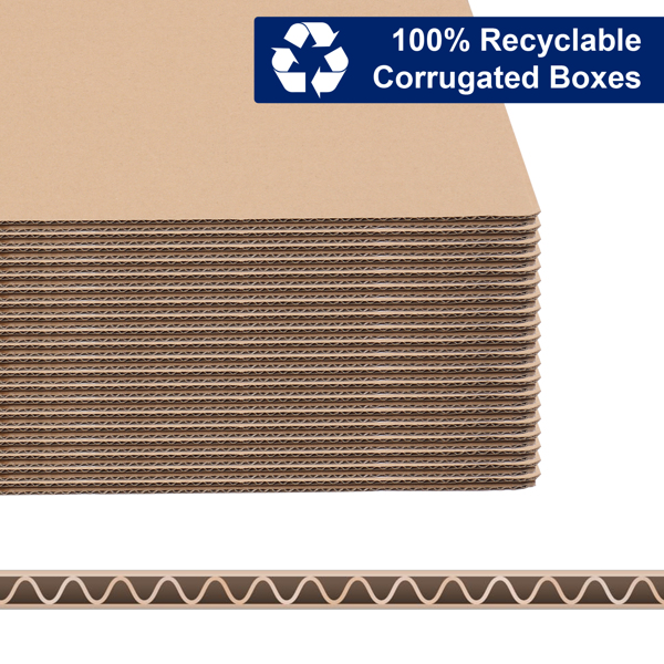 50 pieces, 16" x 12" x 8" (40.6x30.5x20.3cm) thickness 3mm corrugated cardboard box, brown paper color-5