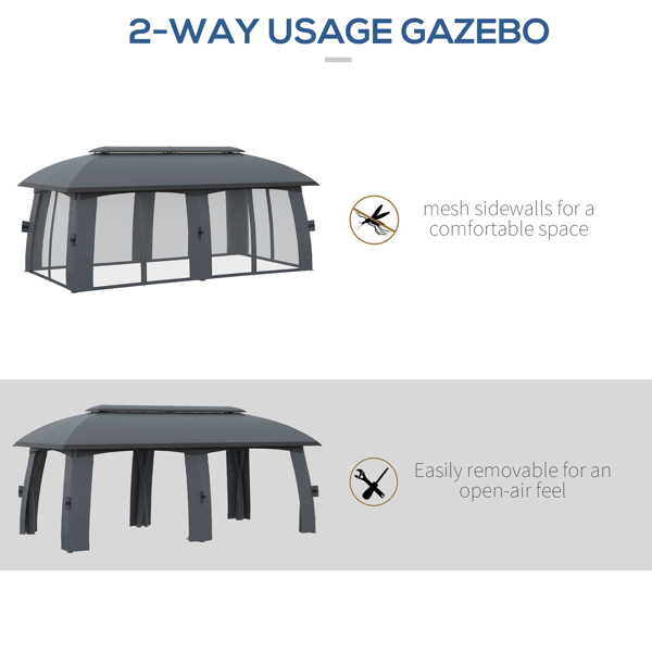 13ft x 13ft Patio Gazebo-Gray-AS ( Amazon Shipping)（Prohibited by WalMart）-3