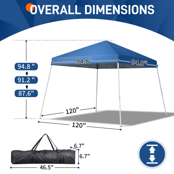 8*8ft Portable Home Use Waterproof Folding Tent Blue-8