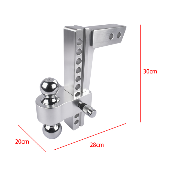 Adjustable Trailer Hitch Fits 2" Receiver, 10" Drop/Rise 12500 LBS GTW 2" & 2-5/16" Dual Ball with Locks-9
