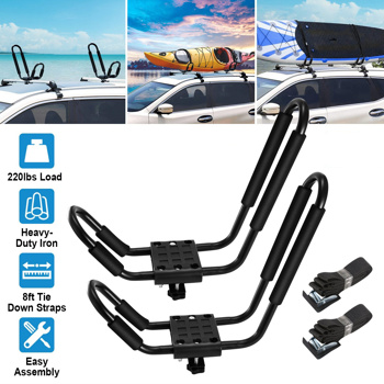 Universal Kayak Roof Rack, 1 Pairs-Bar Rack HD Kayak Carrier Canoe Boat Surf Ski Roof Top Mount Car SUV Crossbar