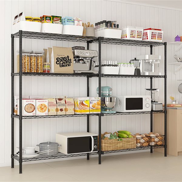 49.2''W  Adjustable  Storage Shelves   NSF  Wire Shelving Unit Multiple rows   Shelving for Storage Rack Shelves for Storage Heavy Duty Garage Shelf Pantry Shelves Kitchen Shelving,  49.2''W*70.86''H*-1