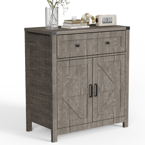 30" Kitchen Storage Cabinet with Drawers and Doors,Farmhouse Coffee Bar Cabinet with Adjustable Shelves,Floor Sideboard and Buffet Server for Living Room,Dining Room,Bathroom,Gray-1