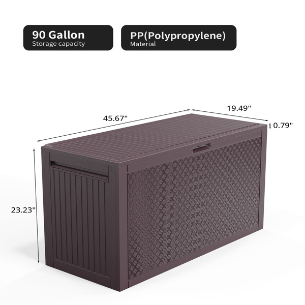 90gal  Outdoor Garden Plastic Storage Deck Box Chest Tools Cushions Toys Lockable Seat-4