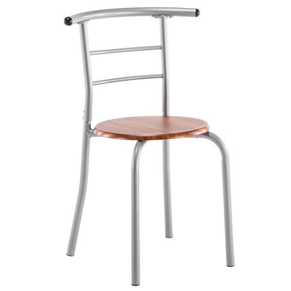 【Replace 35204938】Brown Wood Grain PVC Breakfast Table (One Table and Two Chairs)-4