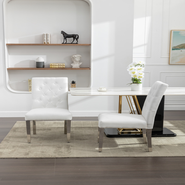 Set of 2 Modern Dining Chairs with Plush Velvet Upholstery, Sturdy Stainless Steel Legs & S-Shaped Springs - Ergonomic Support for Dining Room, Kitchen, Office (Beige) -15