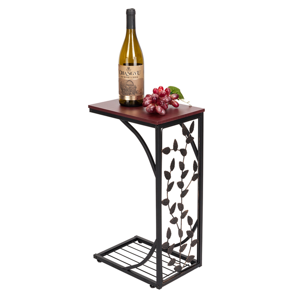 54*30.5*21CM Leaf Pattern Iron Side Table Coffee Table Brown-2