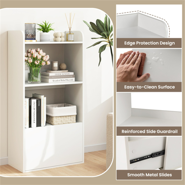 White Freestanding Bookshelf with 3-Tier Shelf -5