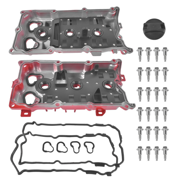 2Pcs Aluminum Valve Covers Red with Gasket Cap Fit for Infiniti EX35 FX35 G35 M35 M35h 3.5L V6 13264JK20A-5