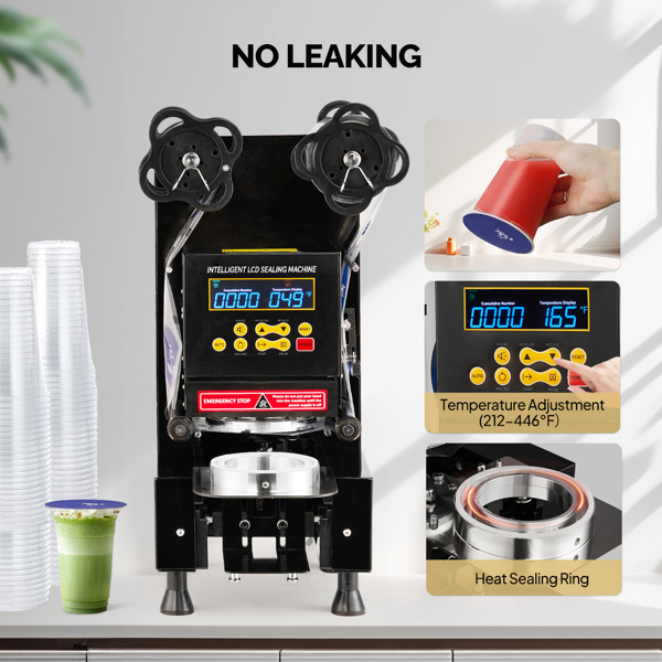 Cup Sealing Machine Full Automatic, Electric Cup Sealer 500-600 Cups/H, Bubble Tea Machine with LCD Intelligent Display, 88/89/90/95 mm Cup for Bubble Milk Tea Coffee Black -3