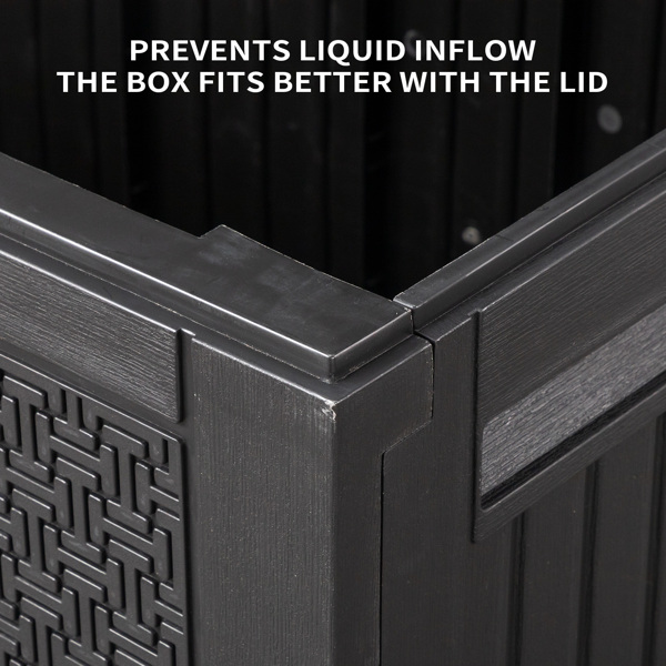 90gal  Outdoor Garden Plastic Storage Deck Box Chest Tools Cushions Toys Lockable Seat-5