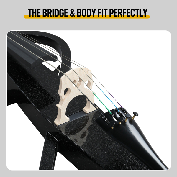Full-size 4/4 S-type electric cello, including case, bow, rosin, headphones, connecting cable-4