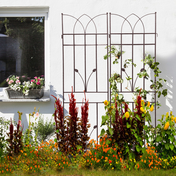 4 Pack Metal Garden Trellis 71" x 17.7" Rustproof Trellis for Climbing Plants Outdoor Flower Support Brown -1