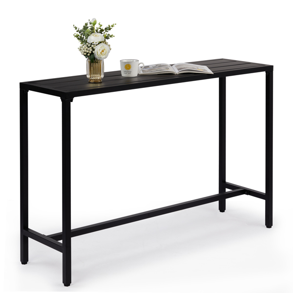 【Replace 15354251】55" Outdoor Bar Table with Adjustable Feet, Rectangle Narrow Counter Height Table, Ideal Bar Height Table for Balcony Patio Garden Yard Poolside, Black-8