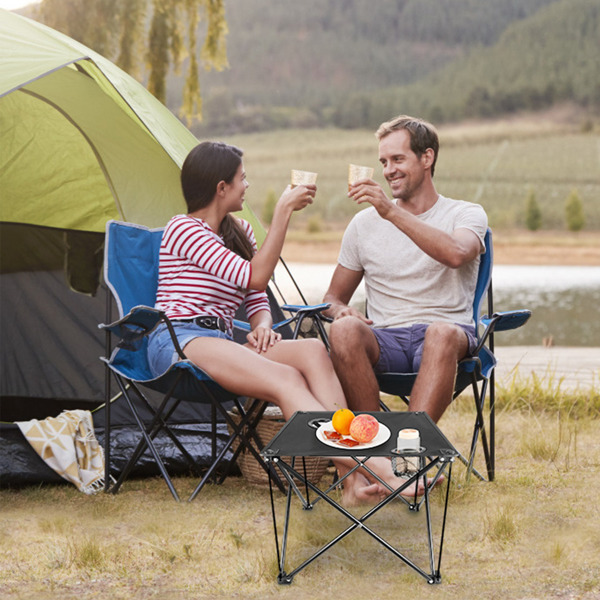 Compact Foldable Outdoor Side Table – No-Tool Setup, Water-Resistant 600D Fabric, Steel X Holds 44 lbs, Includes Carry Bag & Drink Holders, Perfect for Camping, BBQ, Fishing, Backyard-5
