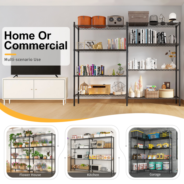 49.2''W  Adjustable  Storage Shelves   NSF  Wire Shelving Unit Multiple rows   Shelving for Storage Rack Shelves for Storage Heavy Duty Garage Shelf Pantry Shelves Kitchen Shelving,  49.2''W*70.86''H*-23