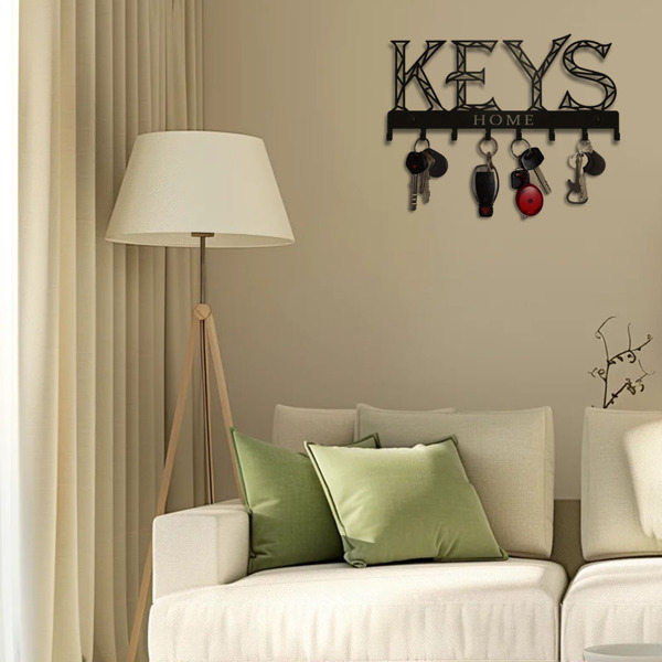 1pc Metal Wall - Mounted Key Holder Hook: A Stylish Decorative Wall Decoration. The Punching/Adhesive Installation Storage Solution Ensures Easy and Neat Key Organization.Wall Sculptures.-26