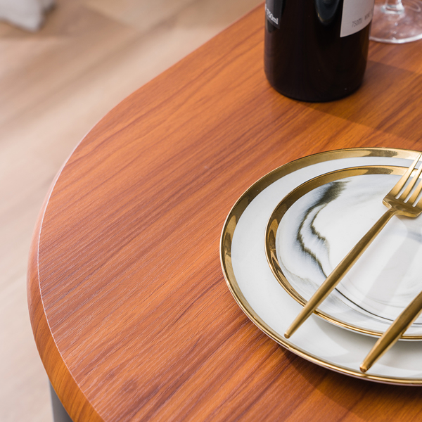 【Replace 35204938】Brown Wood Grain PVC Breakfast Table (One Table and Two Chairs)-32