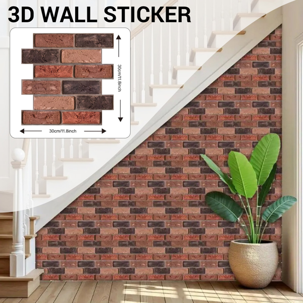 3D Tile Brick Wall Sticker Self-adhesive Waterproof Foam Panel Wallpaper 10pcs-2