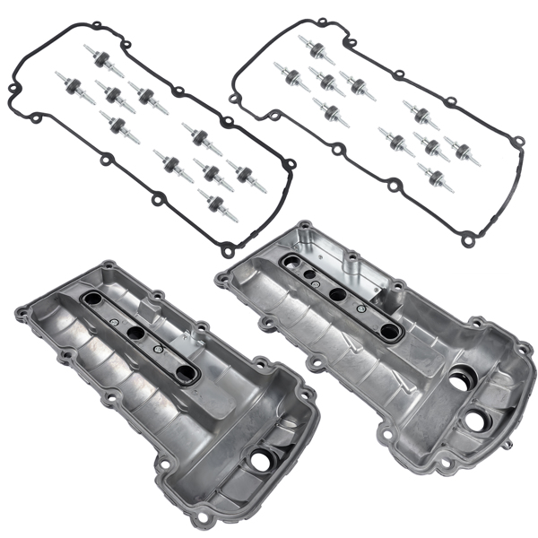 Pair Aluminum Engine Valve Cover Left & Right with Gasket Replacement for Jaguar S-Type 3.0L 2002-2008 C2C38781 C2S48786-7