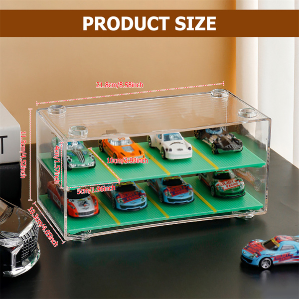 Clear Acrylic Display Case 2-Layer w/Parking Space For 1/64 Scale Toy Model Cars-5
