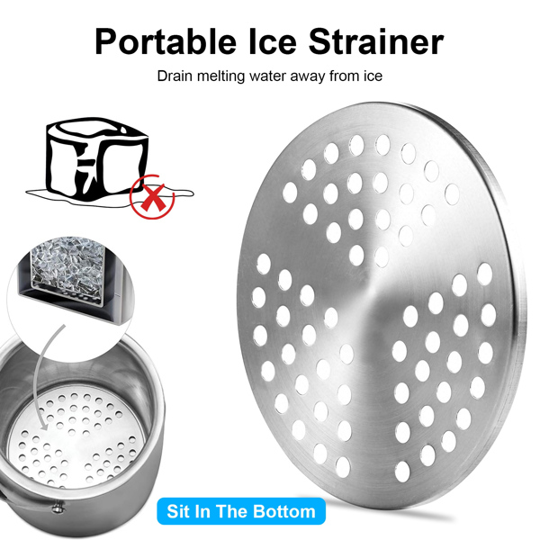  3L Ice Holder Ice Container Double-Wall Stainless Steel Insulated Ice Bucket 3L Ice Holder Ice Container with Lid Scoop Strainer Handle for Wine Champagne Beer Parties Cocktails-7
