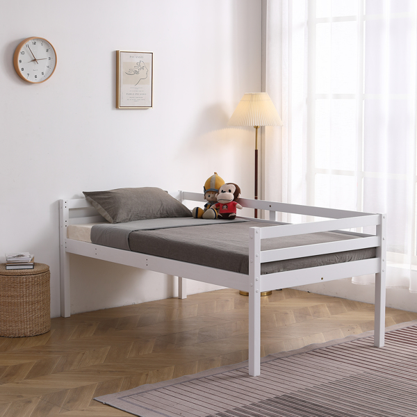 FCH Short-Legged Double-Layer Head And Tail Cross Brace Guardrail Straight Ladder Twin Pine Can Be Split Into a Single-Layer Bed Wooden Bed White-41
