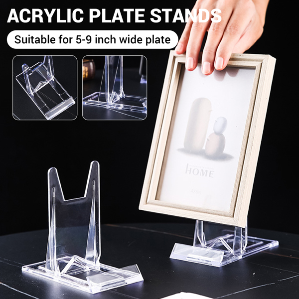 10x Acrylic Plate Stands for Display Plate Holder Transparent-4