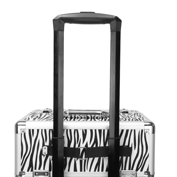 3 in 1 Aluminum Cosmetic Makeup Case Tattoo Box White Zebra Print-20