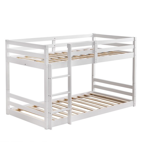 FCH Short-Legged Double-Layer Head And Tail Cross Brace Guardrail Straight Ladder Twin Pine Can Be Split Into a Single-Layer Bed Wooden Bed White-5