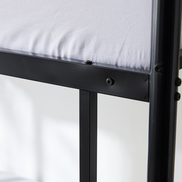 【Replace 53243394】Twin Over Twin Convertible Bunk Bed with 2 Storage Drawers, Metal Bunk Bed Can be Divided Into Two Daybeds, Black-12