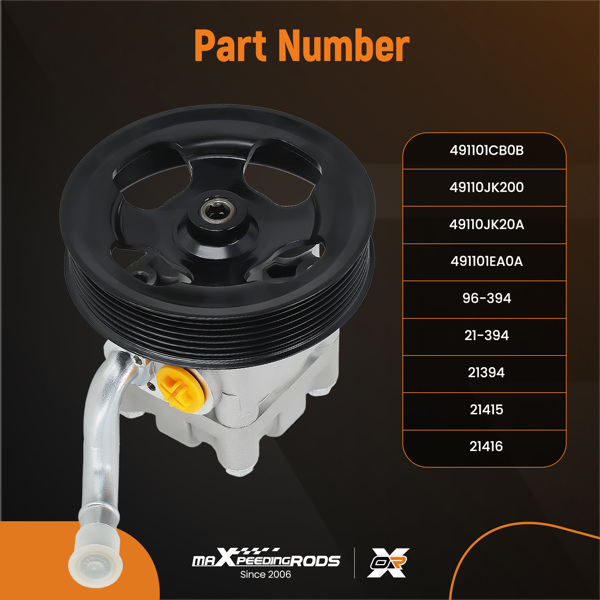 Power Steering Pump w/ Pulley For Infiniti EX35 FX37 G35 M35 Q40 Q70 491101CB0B-6