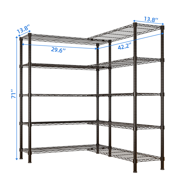 58''W  Adjustable  Storage Shelves 1500LBS  NSF  Wire Shelving Unit 5 Tier Metal Shelving for Storage Rack Shelves for Storage Heavy Duty Garage Shelf Pantry Shelves Kitchen Shelving,  58''W*71''H*-11