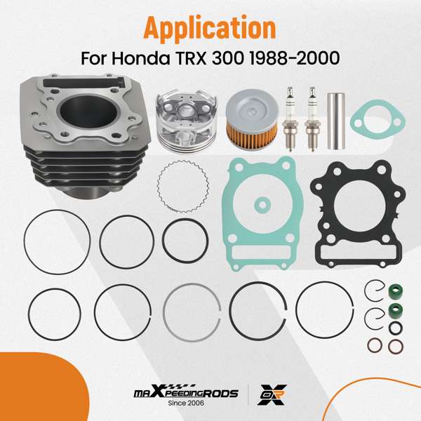 Cylinder Piston Top End Rebuild Kit for Honda TRX 300 Fourtrax FW 4x4 2x4 88-00-2