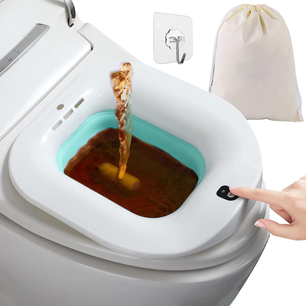 1400ML/47Oz Sitz Bath, Electric Sitz Bath for Hemorrhoids, Sitz Bath for Toilet Seat, Postpartum Care Basin, Sitz Baths Salts Bowl for Women Men, Sits Bath Soak Pan, Hip Bath Tub, Collapsible, Blue-6