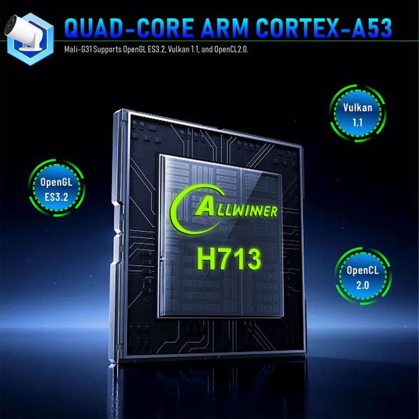 迷你投影仪，支持4K 1080P便携式投影仪，双频WIFI6 5G无线5.2蓝牙Android 11200 ANSI流明，180°可旋转，自动梯形校正，35英寸-130英寸屏幕视频投影仪-8