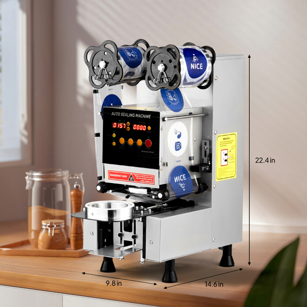 Cup Sealing Machine, Fully Automatic Cup Sealer Machine 500-650 Cups/H, Electric Cup Sealing Machine 88/89/90/95mm with LCD Digital Control, Cup Sealer for Bubble Milk Tea Coffee,Silver -2