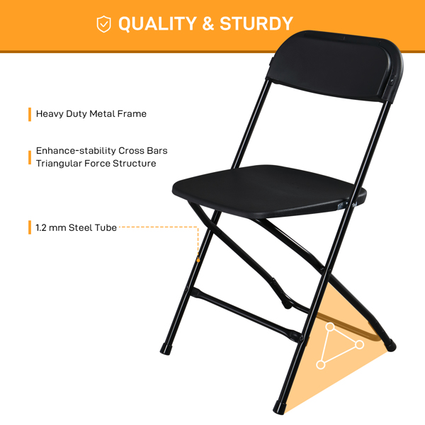 【Replace 8542051】4pcs Injection Molding Classic Garden Plastic Folding Chair Black-12