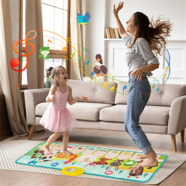 Kids Piano Play Mat with Animal Sounds - 10 Music Keys, Foldable for Outdoor Use, Soft & Easy to Clean (3+ Years) -10