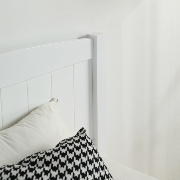 FCH Twin Pine Single-Layer Core Vertical Stripe Full-Board Curved Bed Head With The Same Bed Foot White Wooden Bed-6