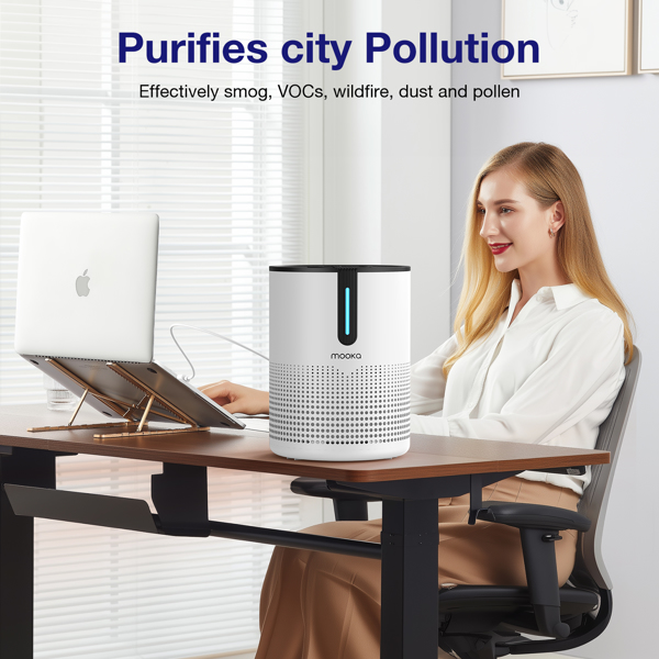 （Amazon&TEMU: Prohibited,No weekend orders.）MOOKA 475Sq.ft Air Purifier Cleaner HEPA Filter Remove Odor Dust Mold Home Allergies Smog-8