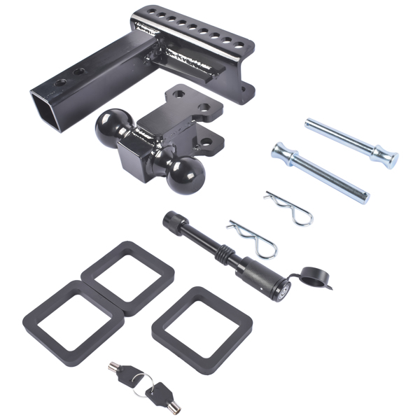 Adjustable Trailer Hitch Fits 2.5" Receiver 6-Inch Drop/Rise 2" & 2-5/16" Ball 22000 LBS GTW with Anti-Theft Pin-6