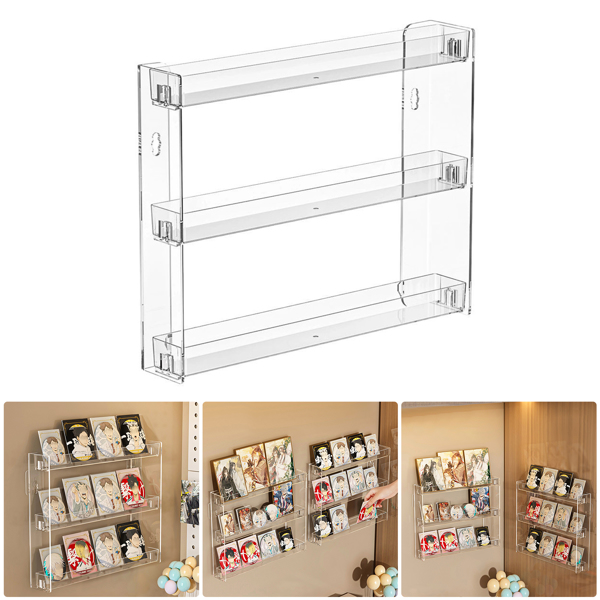 3 Tier Wall Floating Shelf Set DIY Mount Storage Book Acrylic Display Rack-4