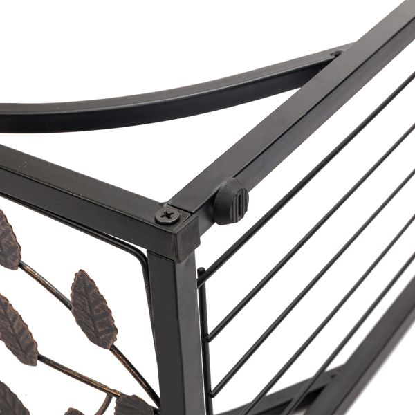 54*30.5*21CM Leaf Pattern Iron Side Table Coffee Table Brown-15