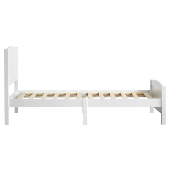 FCH Twin Pine Single-Layer Core Vertical Stripe Full-Board Curved Bed Head With The Same Bed Foot White Wooden Bed-33