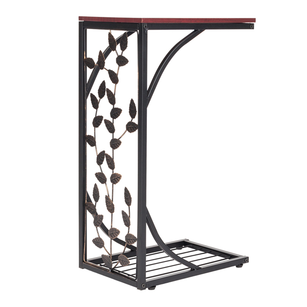 54*30.5*21CM Leaf Pattern Iron Side Table Coffee Table Brown-11